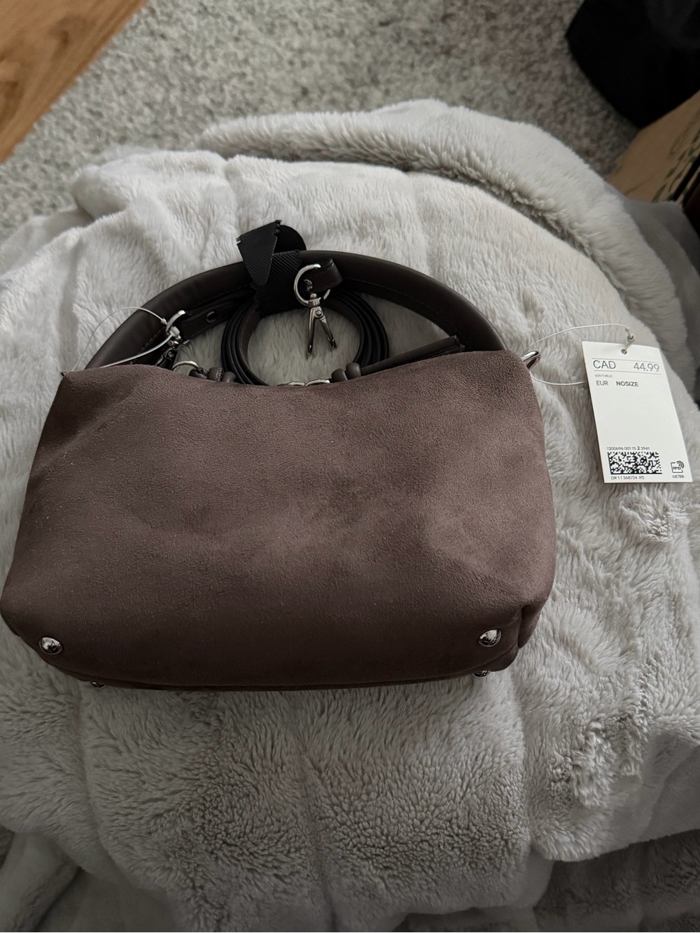 H&M Brown Suede Mini Shoulder Bag